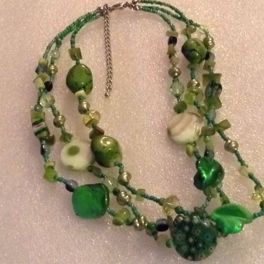 Multi Stone /Beads Statement Necklace - image 4